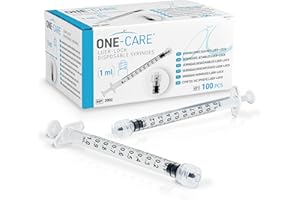 ONE-CARE 1ml Luer Lock Syringe, Sterile, Low Dead Space, 100/bx Blister-Packed Syringes 1cc