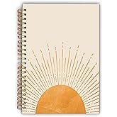 LACOSU Abstract Boho Sun Sunrise Sunset Sunshine Spiral Notebook College Ruled 5.5×8.3 Inches Hard Cover Journal Notebooks for Journaling Writing Work Office Notes Women,Boho Sun Lover Gifts for Women