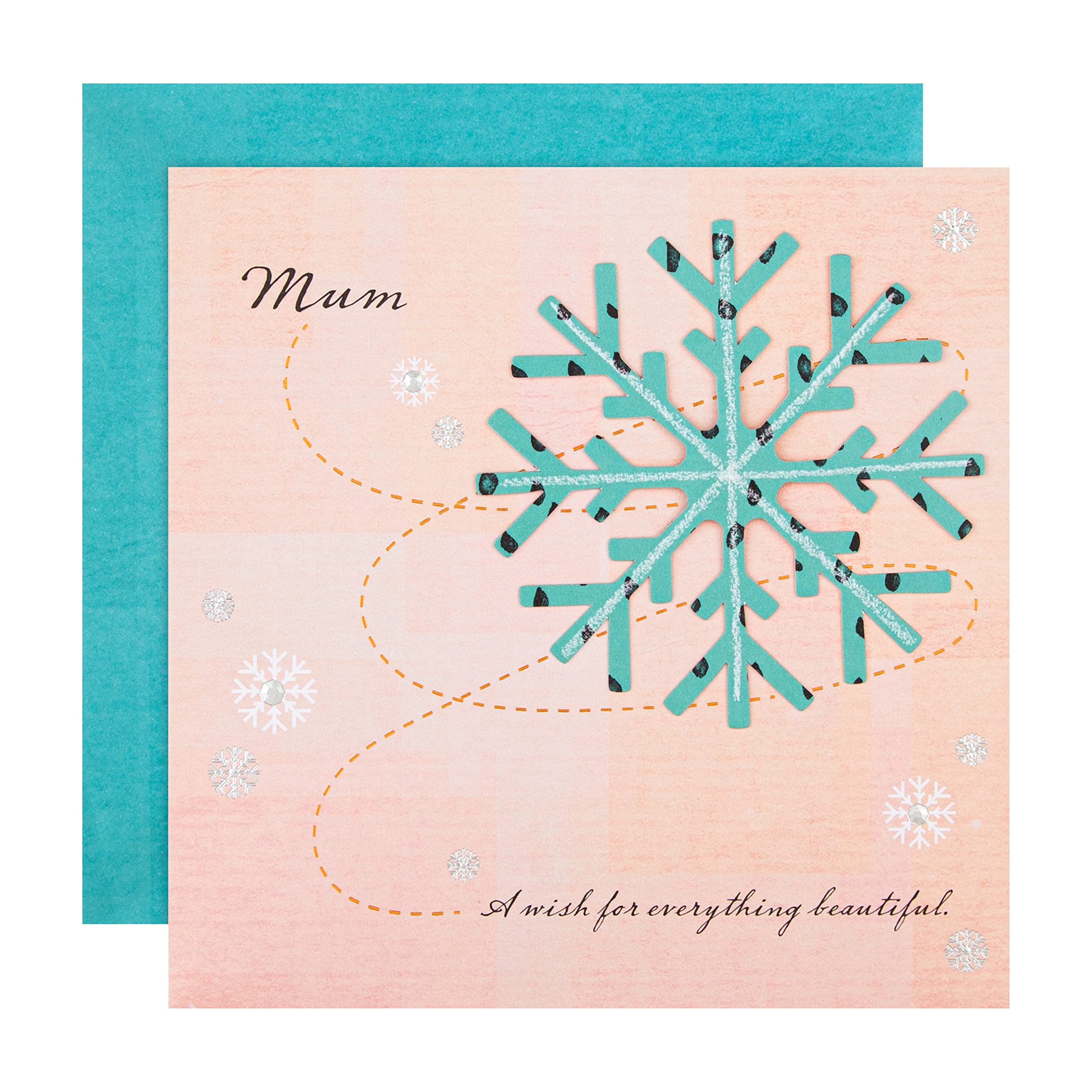 Hallmark Christmas Card for Mum - Contemporary 3D Effect Snowflake Design