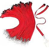 Patelai 60 Pcs Breakaway Lanyards with J Hook Bulk Flat for ID Badges Neck Badge Lanyards Card Nametag Holder Neck Straps (Red)