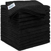 HOMEXCEL Black Microfiber Cleaning Cloth 12 Pack, 12.5 x 12.5 inch Microfiber Towels for Cars, Ultra Absorbent Car Washing Cl