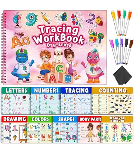 ArWgKavx Scribble Smart Workbook, Little Curious Minds Workbook, Reusable Scribblesmart Workbook Handwriting Practice Fast Track Young 136 Pages 8 Pens 1 Eraser - View #8
