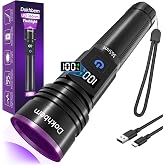 365nm UV Light Flashlight Rechargeable Black Light for Pet Urine Detection | LCD Display, USB Rechargeable, Powerful Ultraviolet Lights for Pet Urine Detection, Resin Curing, Rockhounding, Scorpion