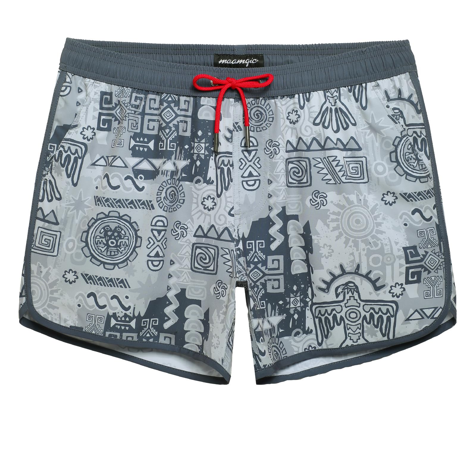 Photo 1 of maamgic Mens Swim Trunks Retro Swim Shorts 4 Way Stretch with Mesh Vintage 80s 90s Quick Dry Swimsuits Board Shorts Bird Gray Medium