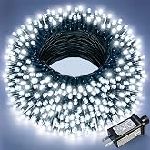 100FT 300 LED Christmas Lights Outdoor, Christmas Tree Lights, Cool White | Plug in 8 Modes Connectable String Lights for Outside Indoor Patio Garden Yard Party Holiday Wedding Decorations
