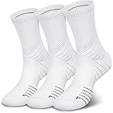 Hylaea Compression Running Socks for men, Coolmax Anti-Blister Cushion Crew Socks for Athletic, Moisture Wicking & Seamless