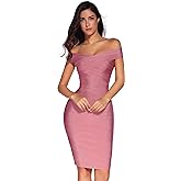 meilun Women's Rayon Off Shoulder Bandage Bodycon Party Dress