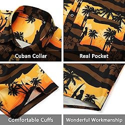 Hawaiian Tropical Shirts for Men Tree Flower Short