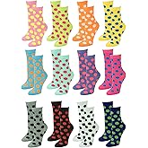 Gelante 12-Pair Women's Crew Socks, Soft Thin Lightweight Breathable Athletic & Casual