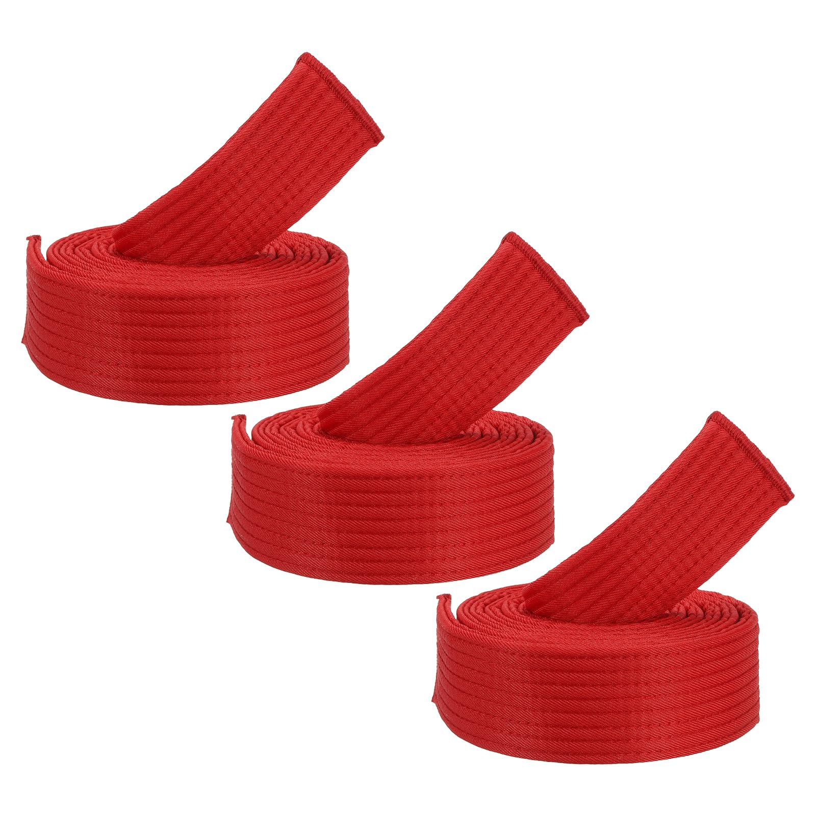 PATIKIL Taekwondo Colored Ranking Belts, 3 Pack 1.6" x5.3FT Polyester Martial Arts Colored Ranking Belt for Coach Teaching Practice, Red
