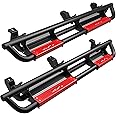 oEdRo 6 inch Running Boards Compatible with 2007-2018 Jeep Wrangler JK 4 Door, Bolt-on Drop Side Steps Rails, Powder Coated Black and High Gloss Red Nerf Bar