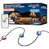 Enbrighten Vibe Eternity Accent Permanent Outdoor Lights for House, 100ft, 24 RGBWIC LEDs, Wide Spacing, 94lm, Tunable White, Everyday Eave Lighting, Smart App, Works with Alexa, Google Home, 85714