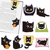 Celavoy Cats Magnetic Bookmarks Gifts - 8 Pcs Black Cute Bookmark for Women Pet Animals Lovers Students Funny Page Clips Office Reading Accessories Bookworms Gift for Birthday Christmas