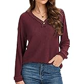 Balivsa Long Sleeve Shirts for Women V-Neck Button Down Lightweight Tops Blouses Sweaters Fashion Clothing