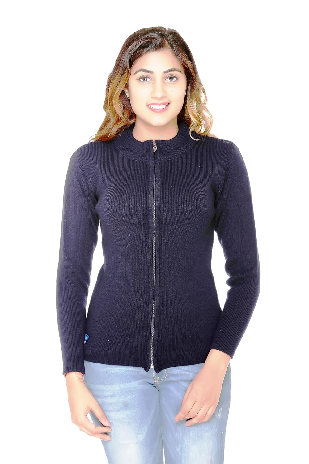 in love women's woollen dark black plain zipper sweater (oz54)(small-xx-large) (assorted colors)