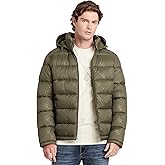 GUESS mens Adam Quilted Hooded Zip Puffer