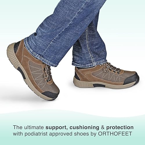 Orthofeet Men's Orthopedic Brown Leather Hunter Boots, Size 10