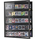 Kacorn 40 Graded Sport Card Display Case XL Baseball Card Display Case Wooden Wall Cabinet for Basketball Football Hockey Trading Cards Display Collectibles Souvenirs