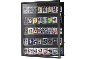 Kacorn 40 Graded Sport Card Display Case XL Baseball Card Display Case Wooden Wall Cabinet for Basketball Football Hockey Trading Cards Display Collectibles Souvenirs