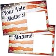 T MARIE 100 Bulk Get Out the Vote Postcards 4x6” - Patriotic Red, White and Blue American Flag Vintage Theme With Blank Back for Message to Voters - Encourage Voting In Your State