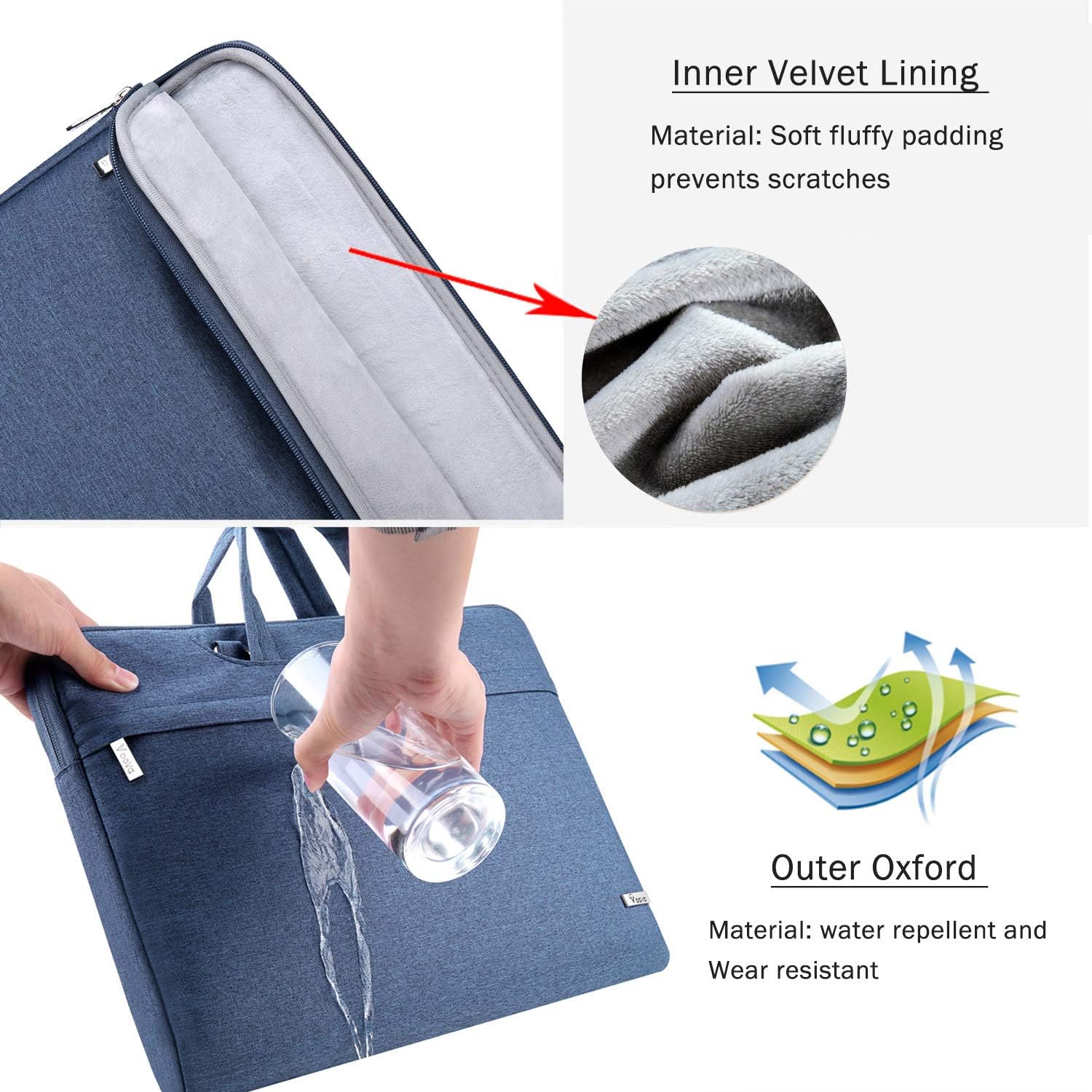 V Voova Laptop Bag Sleeve 14 15 15.6 inch with Shoulder Strap,Slim Computer Carrying Case Cover Compatible with MacBook Pro 16,HP 15.6,Dell Inspiron 15 3000,Acer Chromebook 14,2021 Asus Rog,Blue: Computers & Accessories