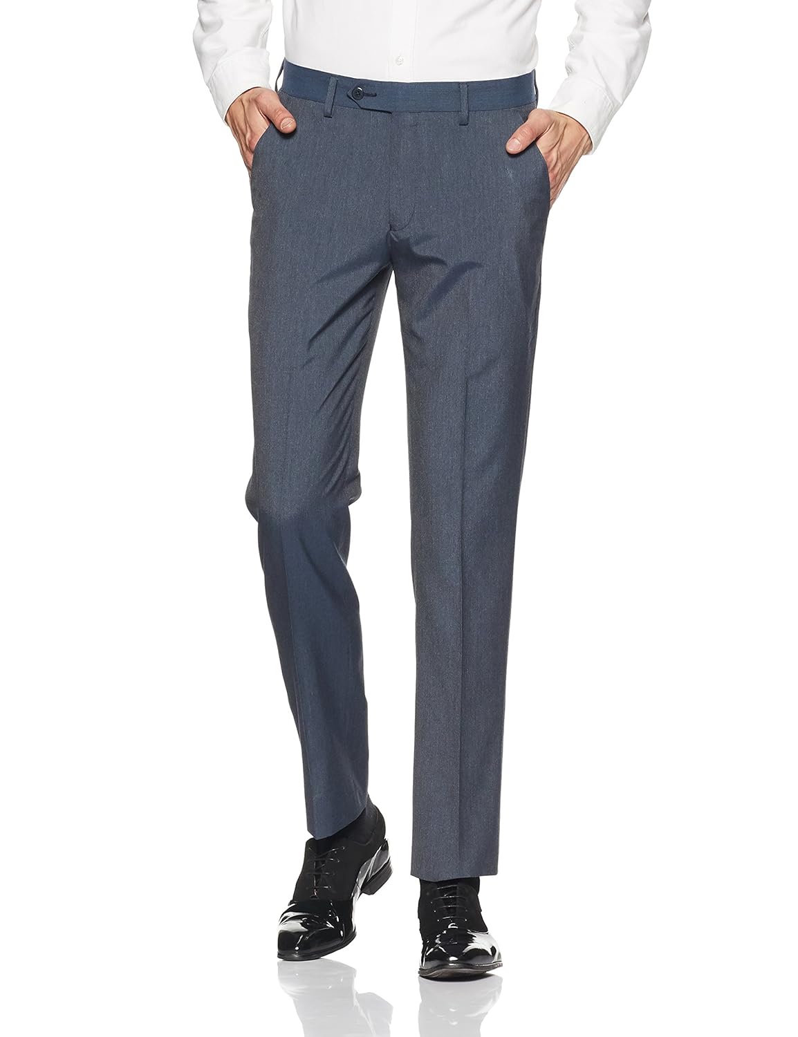 peter england men's slim fit formal trousers