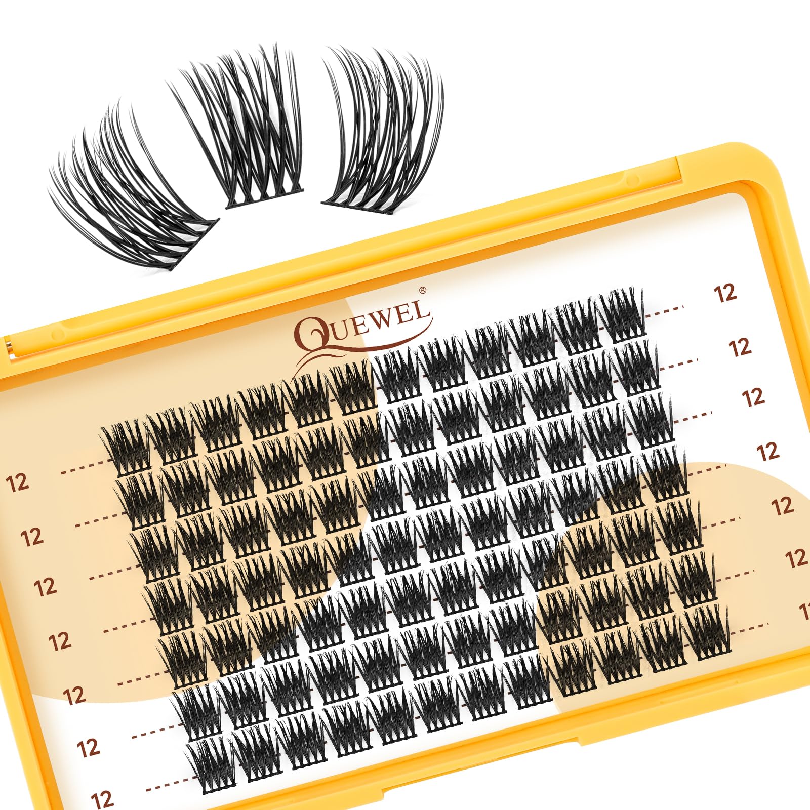 QUEWEL Lash Clusters 12mm Cluster Lashes Eyelash Clusters Soft and Lightweight Barely Feel Lash Cluster Presence Suitable for Complete Beginners' DIY Lash Extensions at Home. (12MM-FDB-01) — image 1