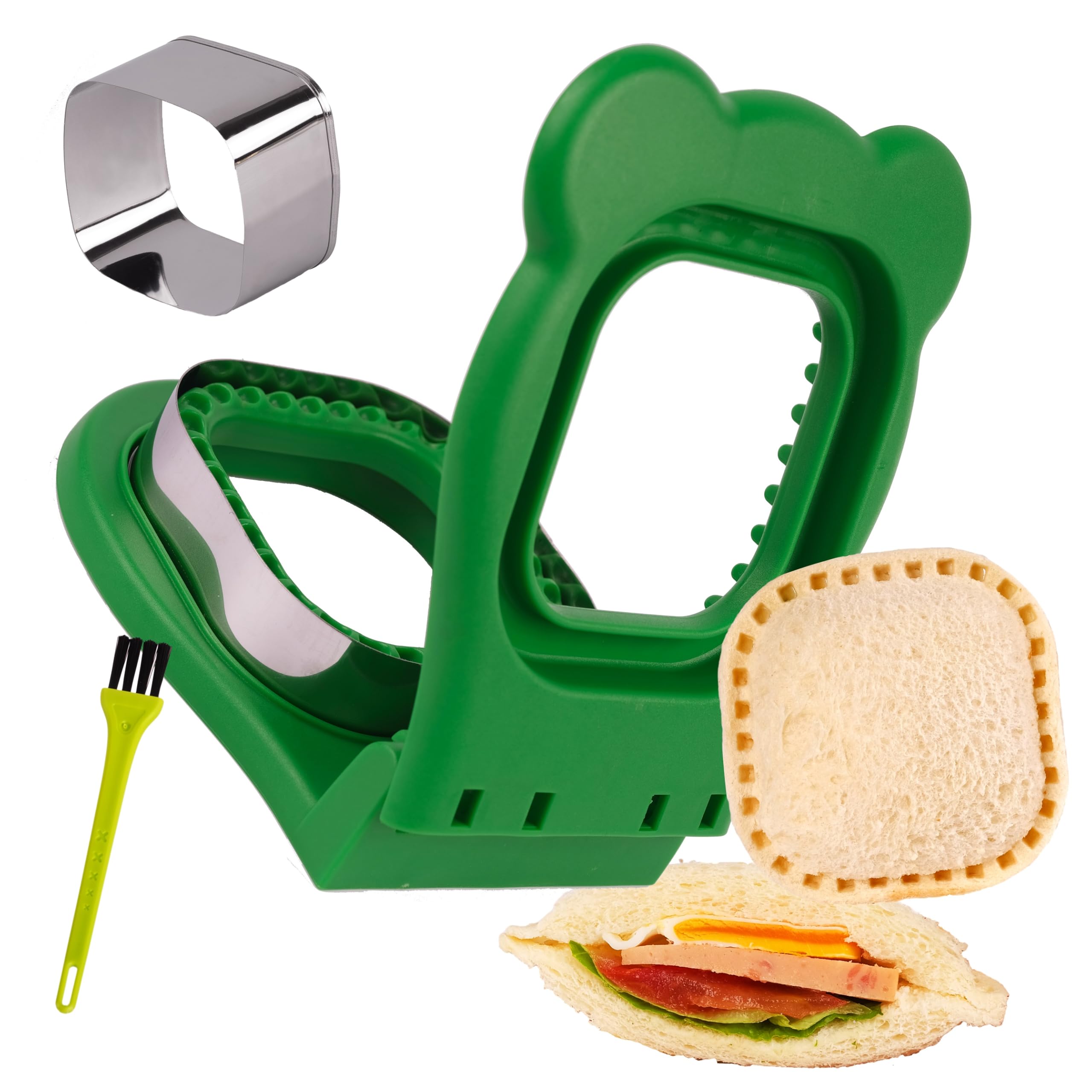 Photo 1 of LEPCY Uncrustables Sandwich Maker Sealer Cutter, Crustless Sandwich Cutter, PB&J Uncrustable Maker - Color Green, Square Shape