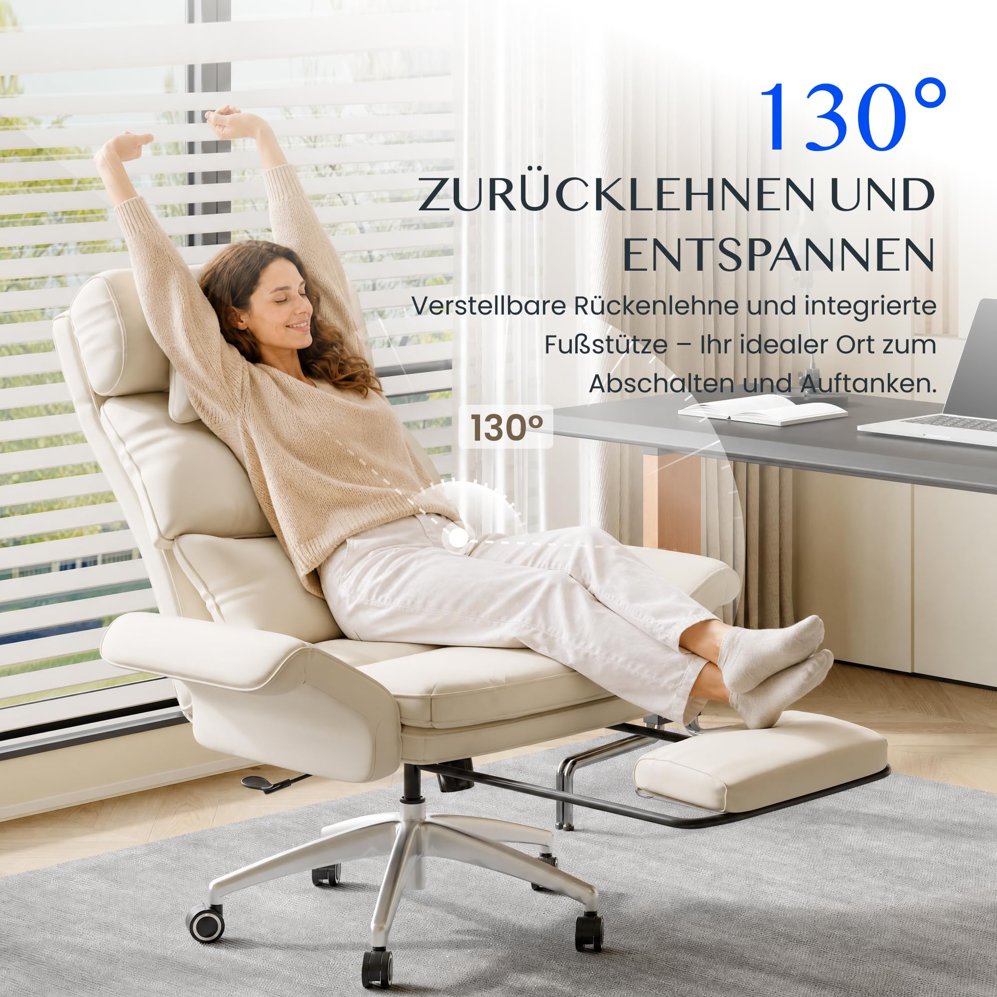 FLEXISPOT Luno Chefsessel Ergonomischer Bürostuhl mit Fußstütze 7
