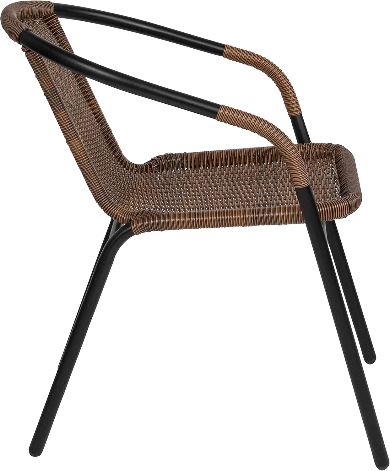 Flash Furniture 4 Pk. Medium Brown Rattan Indoor-Outdoor Restaurant Stack Chair: Kitchen & Dining