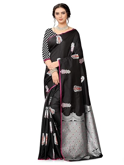 Shiv Textiles Womens Jacquard Art Silk Saree With Blouse Piece
