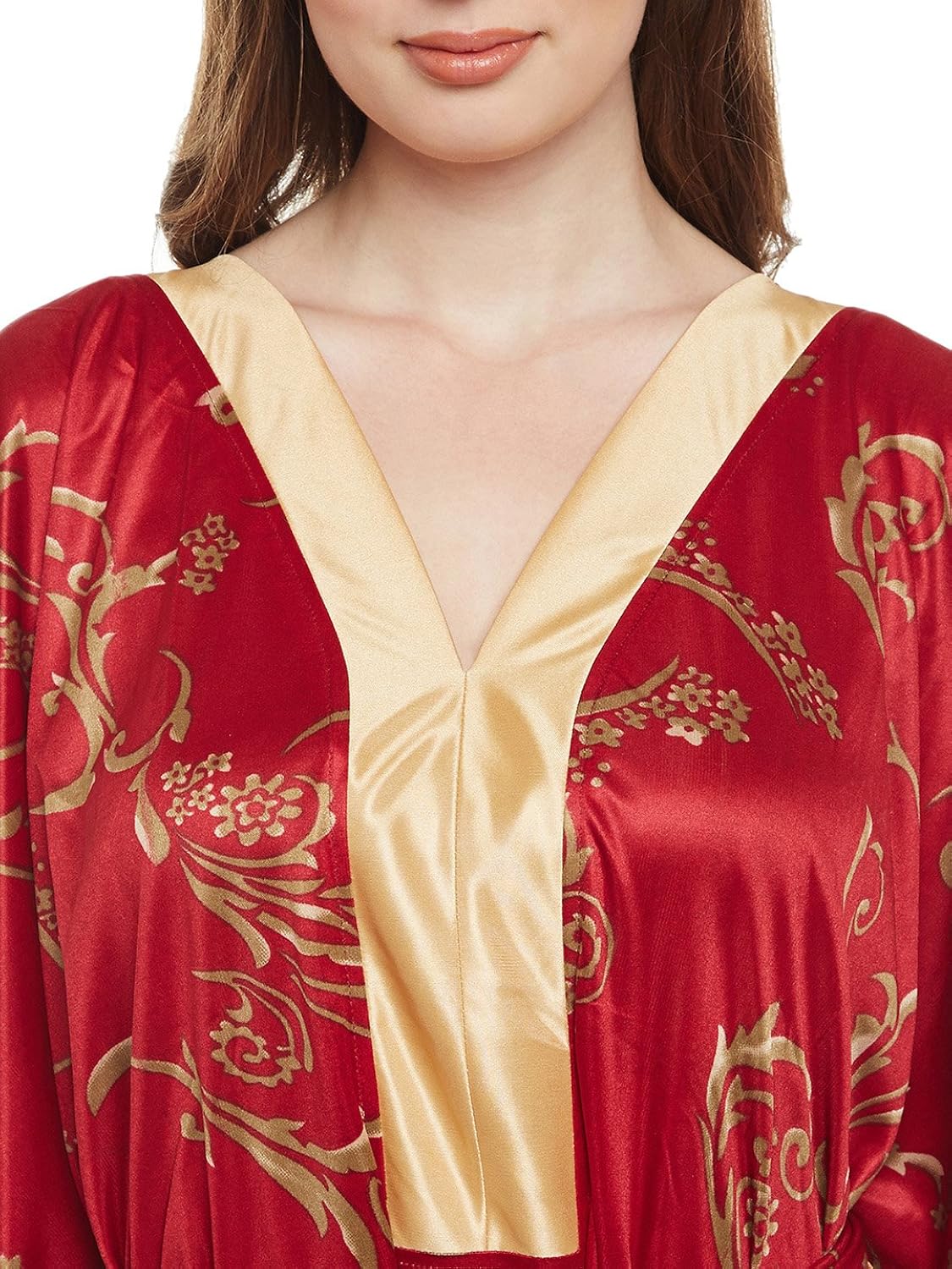 claura women satin printed kaftan
