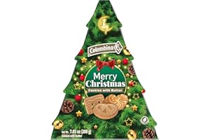 Colombina Christmas Tree Gift Box, Delicious Assorted Butter Flavored Cookies, Great For Gifting Or Sharing, 7oz (Pack of 1)
