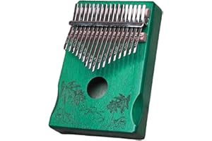 LYDESY Kalimba 17 Keys Thumb Piano for Beginners – Easy to Learn Solid Wood Mbira Instrument with Tuning Hammer & Gift Bag, Perfect Holiday & Christmas Gift for Adults & Kids Vintage Green