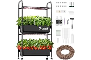 Growell Hydroponics Growing System Kit, 54 Pods Vertical Indoor Herb Garden with Smart LED Grow Light, Auto Circulating Water Pump Each Tier, 28L Hydroponic Gardening Systems for Ideal Gifts (Black)