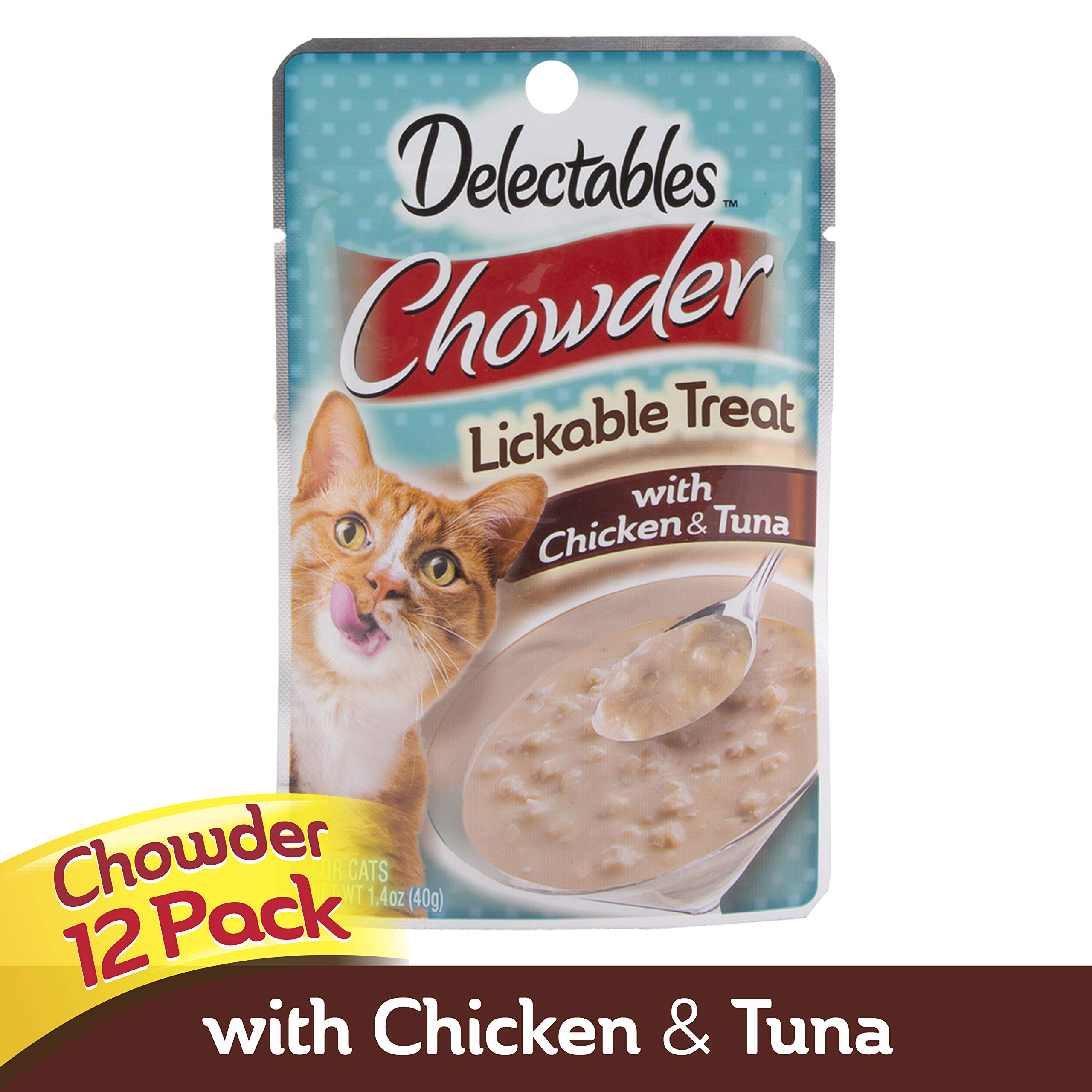 Delectables Chowder Lickable Wet Cat Treats Chicken & Tuna, 12 Pack
