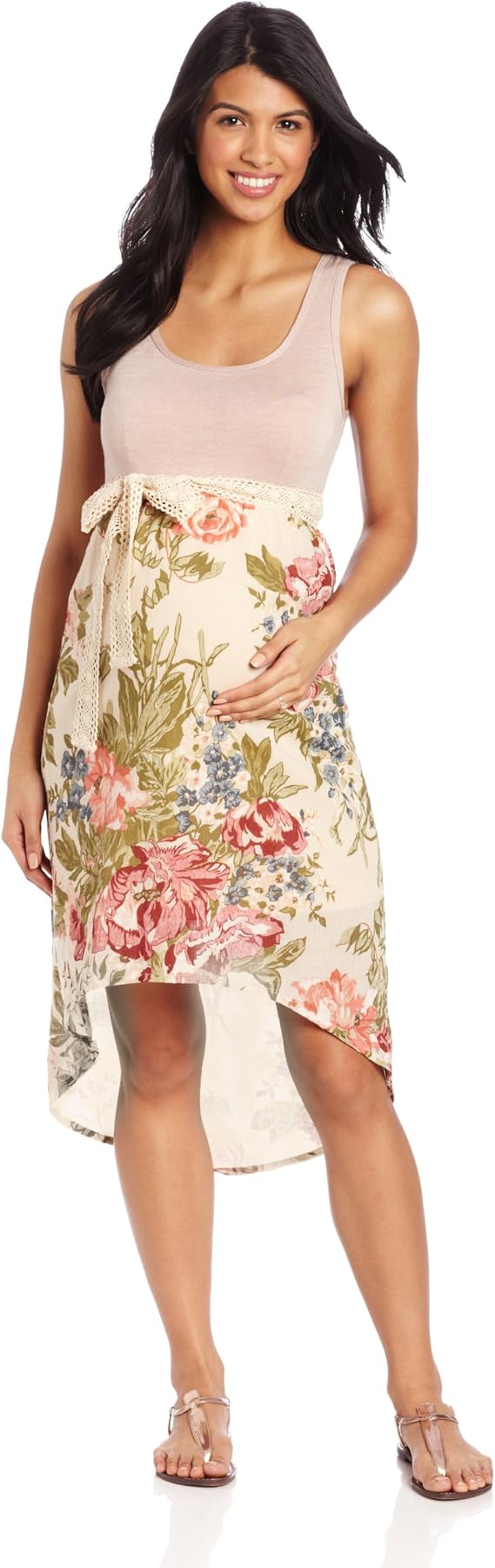 Lilac Maternity Women's Avery Dress, Blush Floral Combo, Large at Amazon Womenâs Clothing store