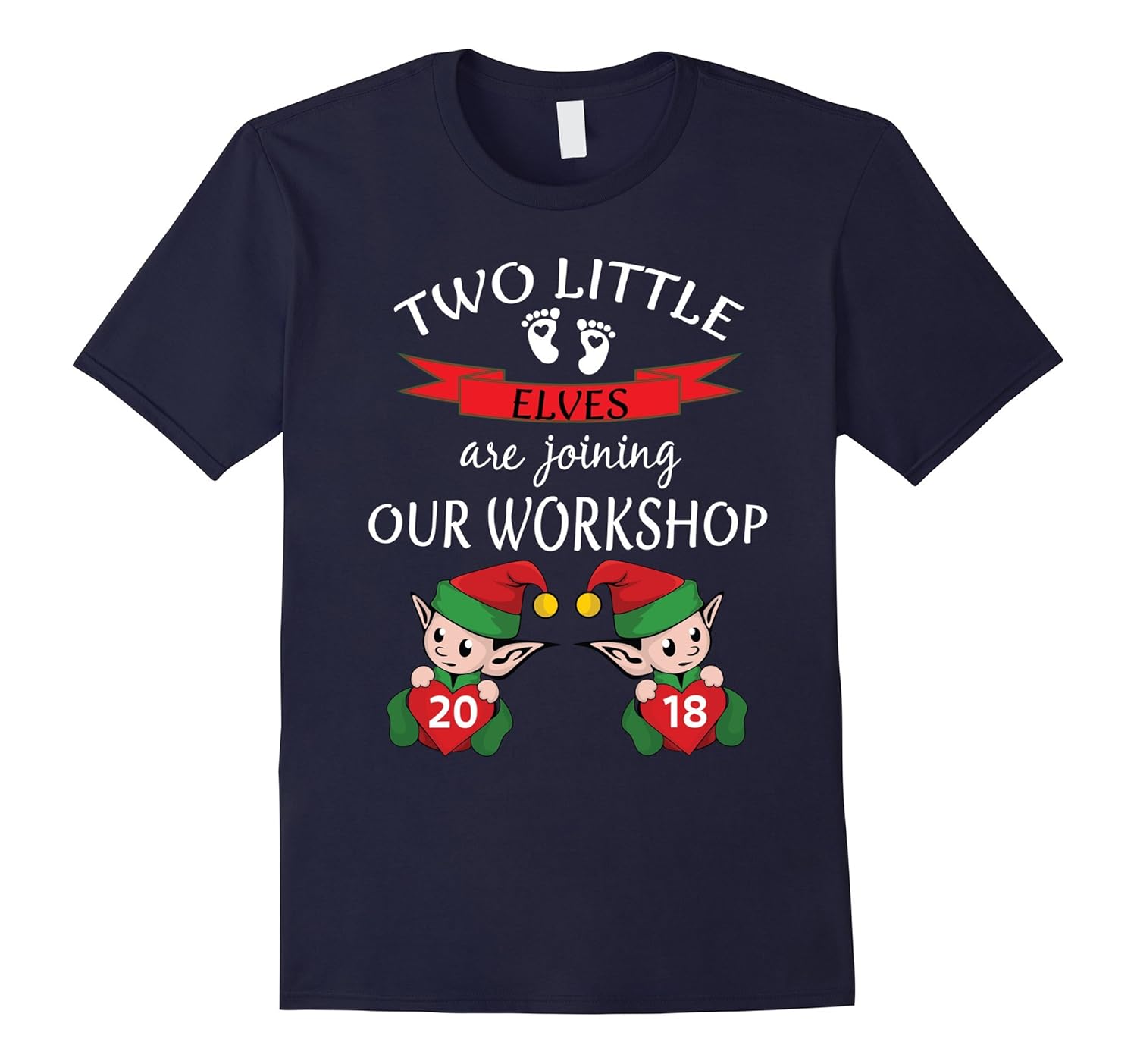 2018 Cute Twins Christmas Pregnancy Announcement Shirt Baby-Rose