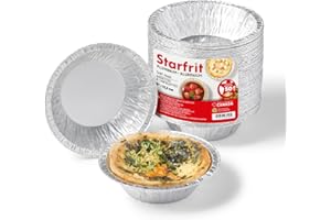 Starfrit 50-Pack Aluminum Tart Plates - 5” (12.7 cm) - Perfect for Baking Tarts, Pot Pies & Quiches - Recyclable - Disposable