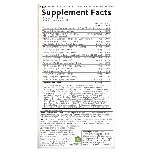GARDEN OF LIFE ORGANICS PRENATAL VITAMIN: FOLATE FOR ENERGY & HEALTHY FETAL DEVELOPMENT, NON-CONSTIPATING IRON, VITAMIN C, B6, B12, D3 – ORGANIC, NON-GMO, GLUTEN-FREE, VEGAN, 90 DAY SUPPLY