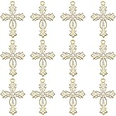 30Pcs Crystal Rhinestone Pearl Cross Charms Alloy Cubic Zirconia Crucifix Pendant for Diy Necklace Earrings Easter Jewelry Making