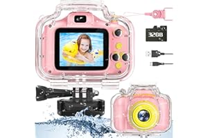 Miiulodi Kids Waterproof Camera - Birthday Gifts for 3 4 5 6 7 8 9 10 Year Old Girls 2 Inch IPS Screen Underwater Action Came