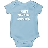 Crazy Bros Tees I'm Cute, Mom's Hot, Dad's Lucky Baby Bodysuit Adorable Unisex Romper Boy Newborn Clothes