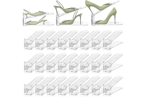 MOVDEET Shoe Slots Organizer,24 Pack Transparent Shoe Stacker Adjustable Shoe Slot Organizer Space Saver Shoe Rack Holder Shoes Storage Organizers for Closet,Transparent