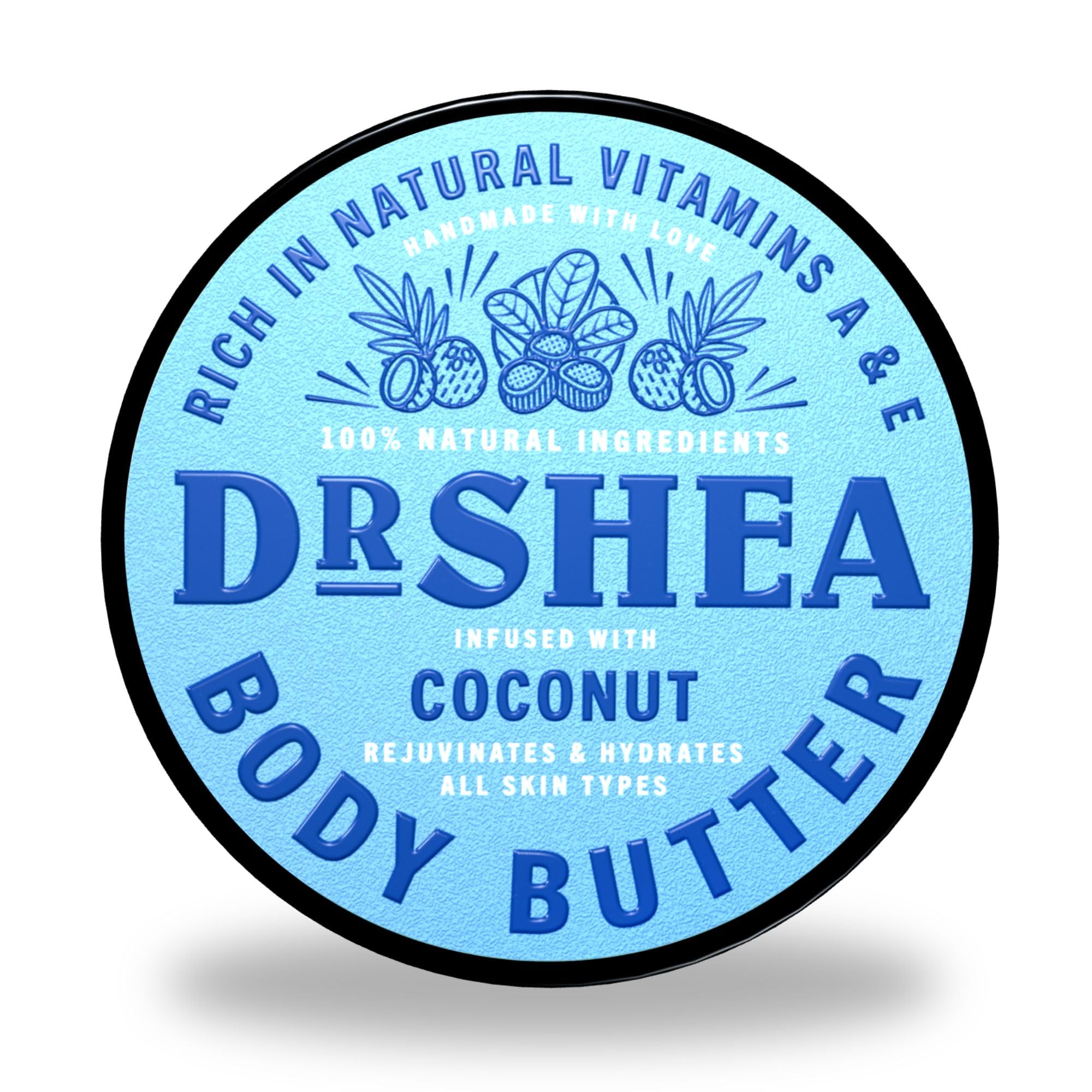 Dr Shea Whipped Coconut Body Butter (200ml) - Intense 24H Moisture & Firming Glow - 100% Natural Raw Shea Butter & Almond Oil - Vegan Skincare for Dry Skin & Stretch Marks