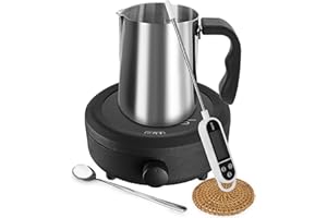 BECGGSE Candle Making kit with Hot Plate,Candle Making Supplies,Candle Making Kit for Beginners with Melting Pot,Stirring Spoon,Thermometer and Anti-Scalding Pad Perfect Set Gift