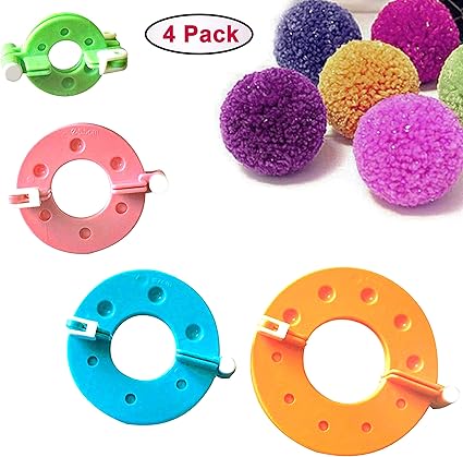 Curtzy Pom Pom Maker Kit 4 Appareils A Pompons De Tailles Differentes Fluff Ball Weaver Ensemble D Outils Artisanaux Creation De Pompons Pour Decorations Guirlandes Pendentifs Et Plus Amazon Fr Cuisine