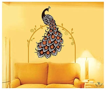 Kayra Decor Plastic Sheet Mesmerising Peacock Reusable Wall Stencil (51x62inch)