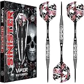 Viper Sinister Steel Tip Darts, 95% Tungsten Darts Metal Tip Dart Set for Sisal Dartboard, Sandblasted Barrels, Aluminum Dart Shafts with Locking Holes, Professional Grade