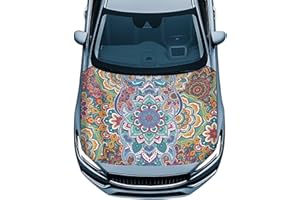 Yspwyqan Mandala Flower Car Hood Cover Easy to Install Car Hood Cover Protector Elastic Fabrics Can be Washed Stretch Polyester Fabric Covers Personalized Suitable for Cars